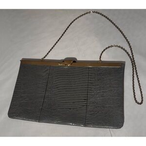 Vintage Etra Leather Clutch Purse Gray